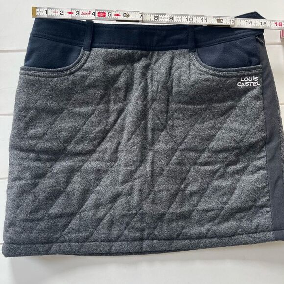 Louis Castel quilted gray wool blend mini golf skirt with built in shorts 6 - Picture 8 of 9